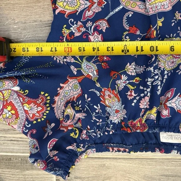 Bisou Bisou Maxi Dress 14 Navy Paisley Colorful Resortware Cruise Career - Picture 9 of 12